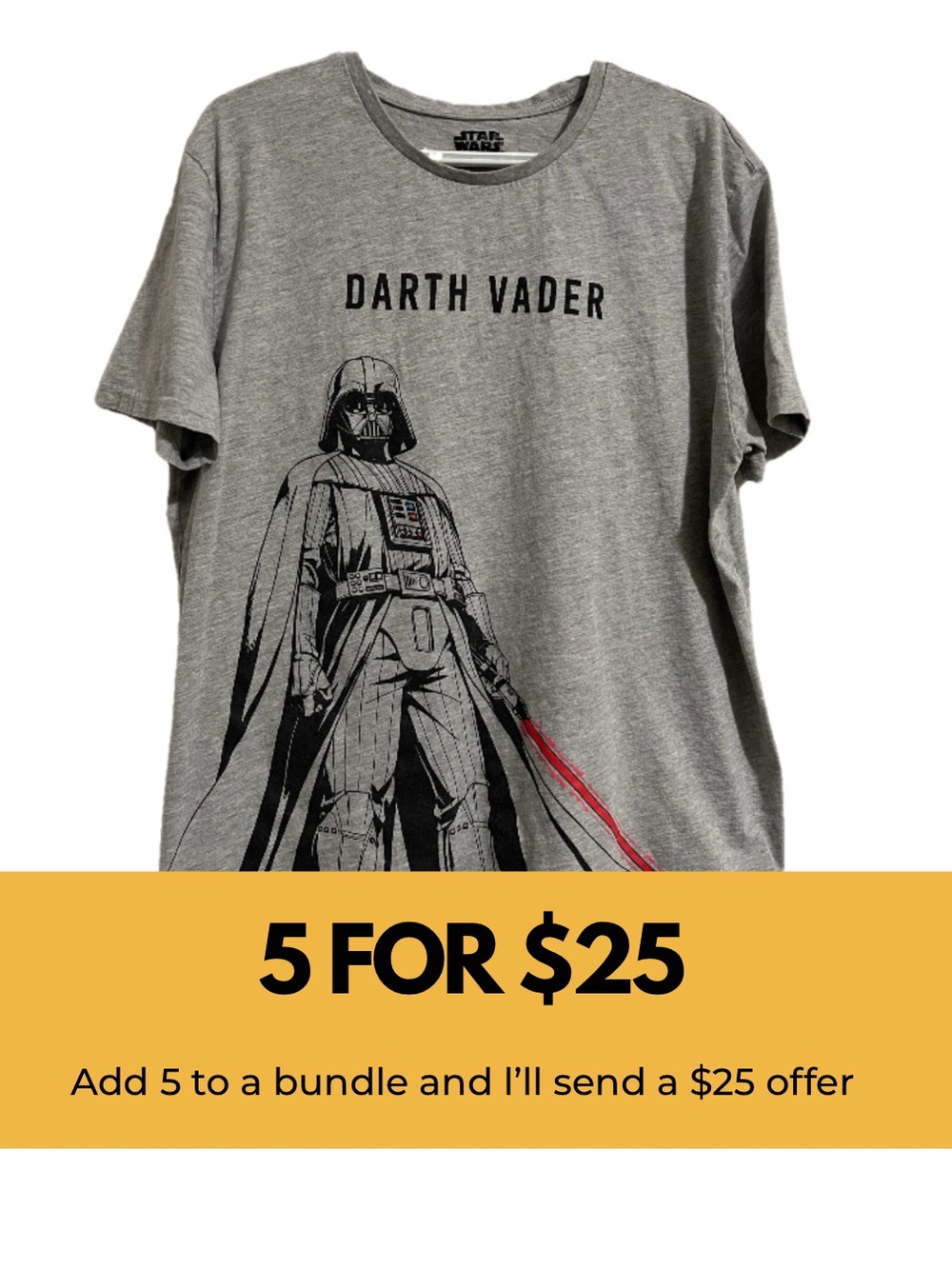 Star Wars Gray Darth Vader Tee with Red Lightsaber Accent